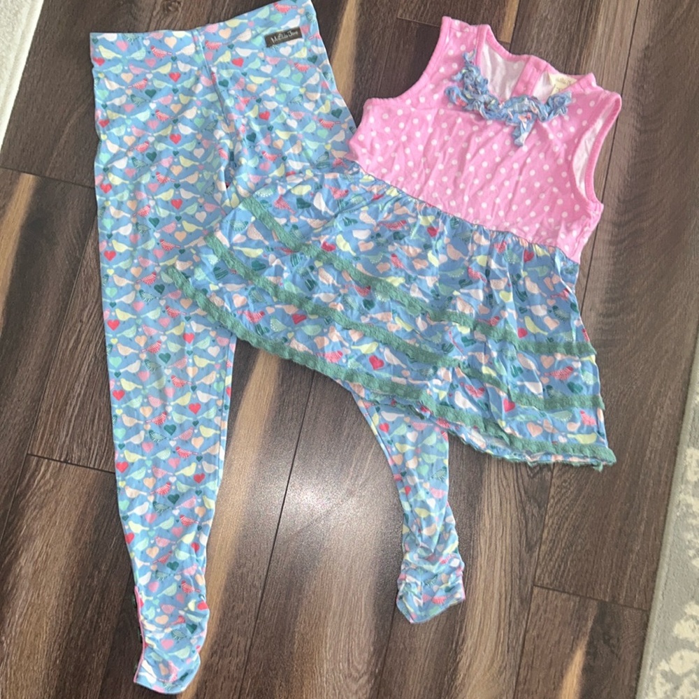 Girls 8 Matilda Jane Love birds & hearts Tunic set with matching scrunch legging